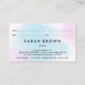 ピンクブルーウォータードッグス猫トリマーアポイントメント 名刺 (裏面)