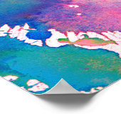 ピンクブルーウォーター絵を描カラーミュージックノートトレブルクレフ、 音符記号 ポスター (角)