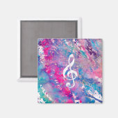 ピンクブルーウォーター絵を描カラーミュージックノートトレブルクレフ、 音符記号 マグネット (正面/裏面)