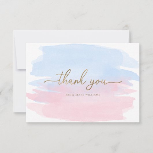 ピンクブルーウォーター色サンキューカード カード (裏面)