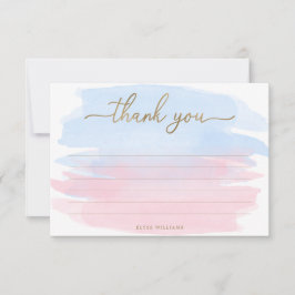 ピンクブルーウォーター色サンキューカード カード