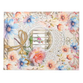 ピンクブルーウォーター色フローラバードケージレエレガントース ノートパッド