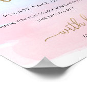 ピンクブルーウォーター色金ゴールドの好意サイン ポスター (角)