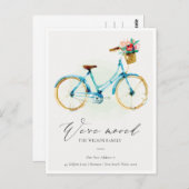 ピンクブルーエレガントイエローフローラバイク ポストカード (正面/裏面)