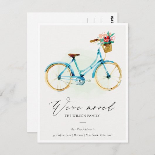 ピンクブルーエレガントイエローフローラバイク ポストカード (正面/裏面)