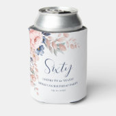 ピンクブルーエレガントフローラスクリプト60誕生日 缶クーラー (缶裏面)