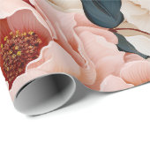 ピンクブルーエレガントフローラルパターン赤面 ラッピングペーパー (ロールコーナー)