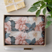 ピンクブルーエレガントフローラルパターン赤面 薄葉紙 (ギフト)