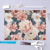 ピンクブルーエレガントフローラルパターン赤面 薄葉紙 (クラフト)