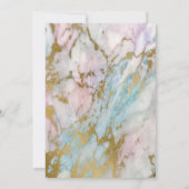 ピンクブルーエレガント金ゴールドマーブル誕生日招待状 招待状 (裏面)