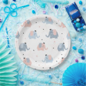 ピンクブルーエレファントクラウンズ女の子の男の子の赤ちゃんシャワー ペーパープレート (パーティー)