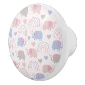 ピンクブルーエレファントレインボーズベビー子供部屋 セラミックノブ (右)