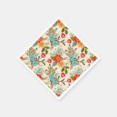 ピンクブルーオレンジ離れフローラパターンパーティー スタンダードカクテルナプキン (角)