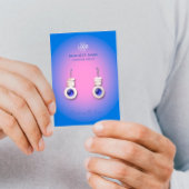 ピンクブルーオーラモダンイヤリングディスプレイカード 名刺