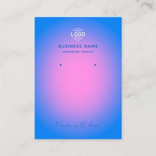 ピンクブルーオーラモダンイヤリングディスプレイカード 名刺 (正面)