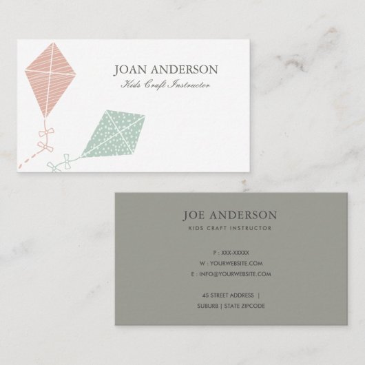 ピンクブルーカイトキッズクラス先生指導監督 名刺 (正面/裏面)