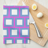 ピンクブルーカラフルスクウェアモダン4サシャ キッチンタオル (四つ折り)