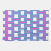 ピンクブルーカラフルスクウェアモダン4サシャ キッチンタオル (横)