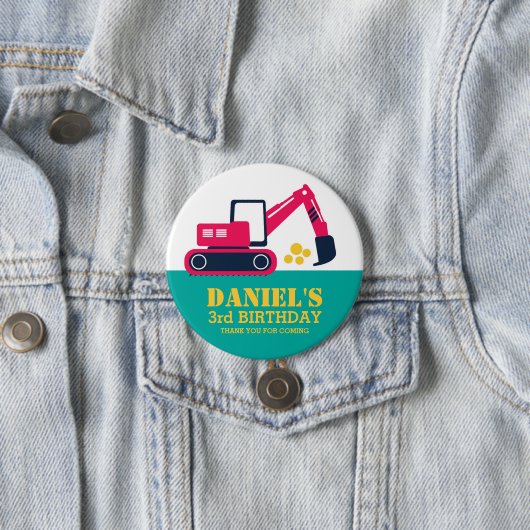 ピンクブルーカートゥーンショベル子供の誕生日ボタン 缶バッジ (インサイチュ)