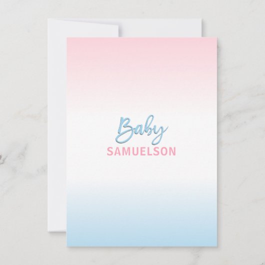 ピンクブルーガールまたはボーイニュートラル象の赤ちゃんシャワー 招待状 (裏面)