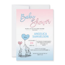 ピンクブルーガールまたはボーイニュートラル象の赤ちゃんシャワー