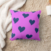 ピンクブルーキュートコージーロマンチックモダンシックハート クッション (ブランケット)