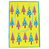 ピンクブルークリスマスツリー抱き枕 ミディアムペーパーバッグ (正面)