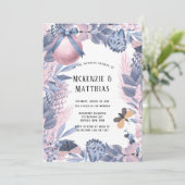 ピンクブルークリスマスフローラウェディングシャワー 招待状 (スタンド正面)