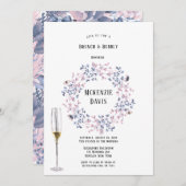 ピンクブルークリスマスベリー花嫁の昼食会 招待状 (正面/裏面)