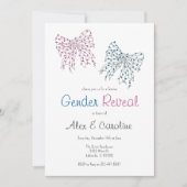 ピンクブルークリスマス弓ジェンダー表示パーティー 招待状