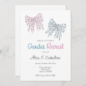 ピンクブルークリスマス弓ジェンダー表示パーティー 招待状