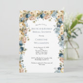 ピンクブルークリームフローラブランチバブリーブライダルシャワー 招待状 (スタンド正面)