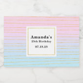 ピンクブルーグラデーションと細い金ゴールド線誕生日 スパークリングワインラベル (シングルラベル)