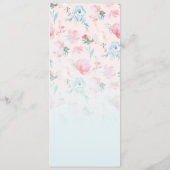 ピンクブルーグラデーションガーデンフランスのフローラ牡丹ディナー メニュー (裏面)