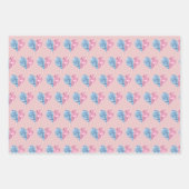 ピンクブルーグラデーショングリッターハートベビー性別の表示 ラッピングペーパーシート (正面2)