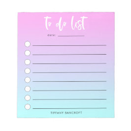 ピンクブルーグラデーショントリストガーリー ノートパッド
