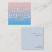 ピンクブルーグラデーション金ゴールドグリッターSq.名刺 スクエア名刺 (正面/裏面)