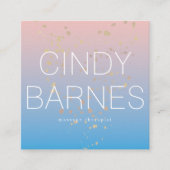 ピンクブルーグラデーション金ゴールドグリッターSq.名刺 スクエア名刺 (正面)