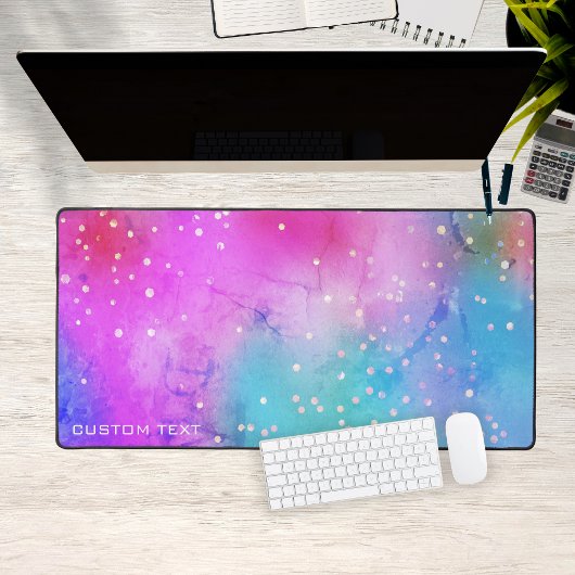 ピンクブルーグリッターガーリーカスタム延長 デスクマット