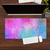ピンクブルーグリッターガーリーカスタム延長 デスクマット