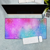 ピンクブルーグリッターガーリーカスタム延長 デスクマット