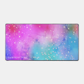 ピンクブルーグリッターガーリーカスタム延長 デスクマット (正面)
