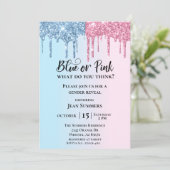 ピンクブルーグリッタードリップスパークルグラムジェンダーリビール 招待状 (スタンド正面)