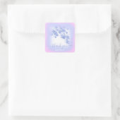 ピンクブルーグリッターフローラベビーシャワーガールの好意 スクエアシール (バッグ)