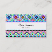 ピンクブルーグリーンアステカ部族 名刺 (正面)