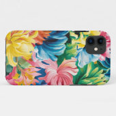 ピンクブルーグリーンイエローオレンジフラワーアートパターン Case-Mate iPhoneケース (裏面(横))