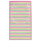 ピンクブルーグリーンイエローパープルストライプテンプレート スモールペーパーバッグ (裏面)