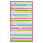 ピンクブルーグリーンイエローパープルストライプテンプレート スモールペーパーバッグ (正面)