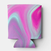 ピンクブルーグリーンウォーター色抽象芸術ファインアート 缶クーラー (裏面)