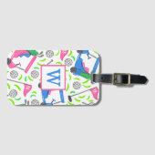 ピンクブルーグリーンゴルフ名門私立校風のイニシャル ラゲッジタグ (正面横)